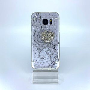 Galaxy S7 polycarbonate case. Unique. Handmade. Silver rhinestones.